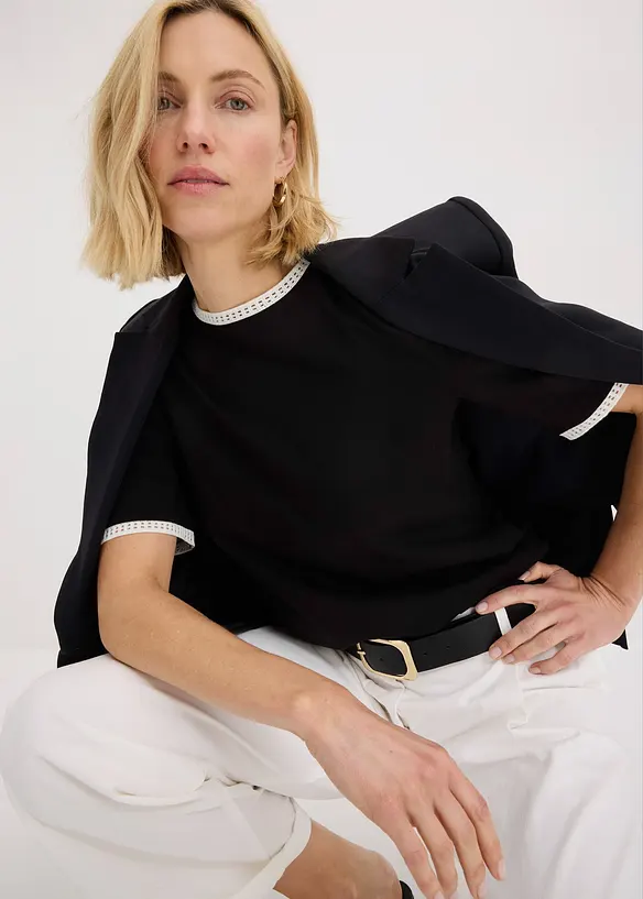 Topp med blondekant, bonprix