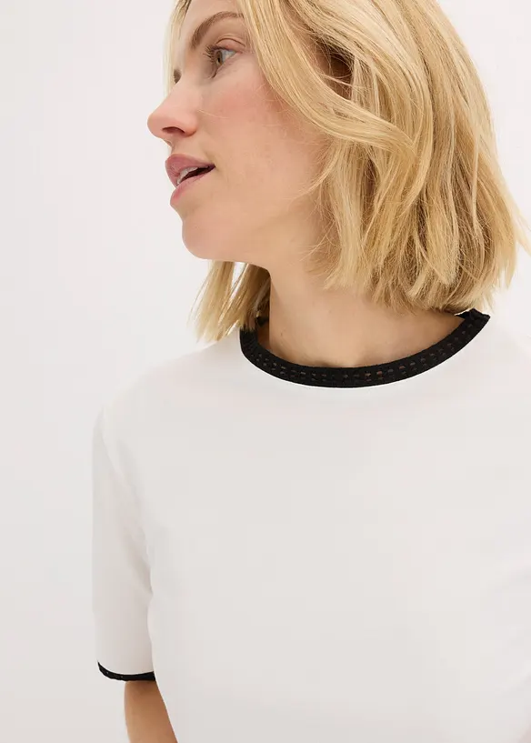 Topp med blondekant, bonprix