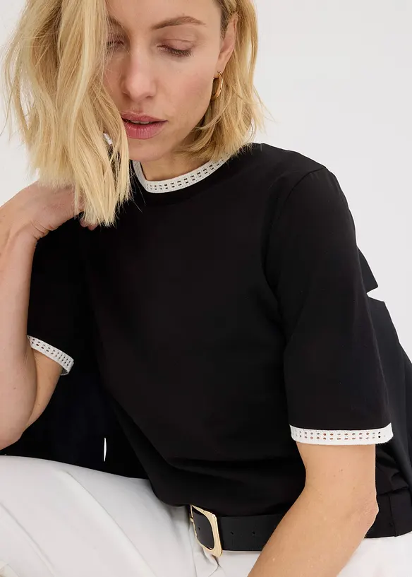 Topp med blondekant, bonprix