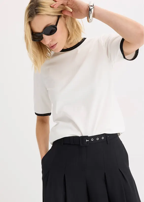 Topp med blondekant, bonprix