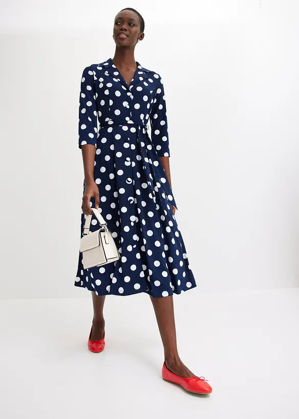 Skjortekjole med knytebelte, bonprix