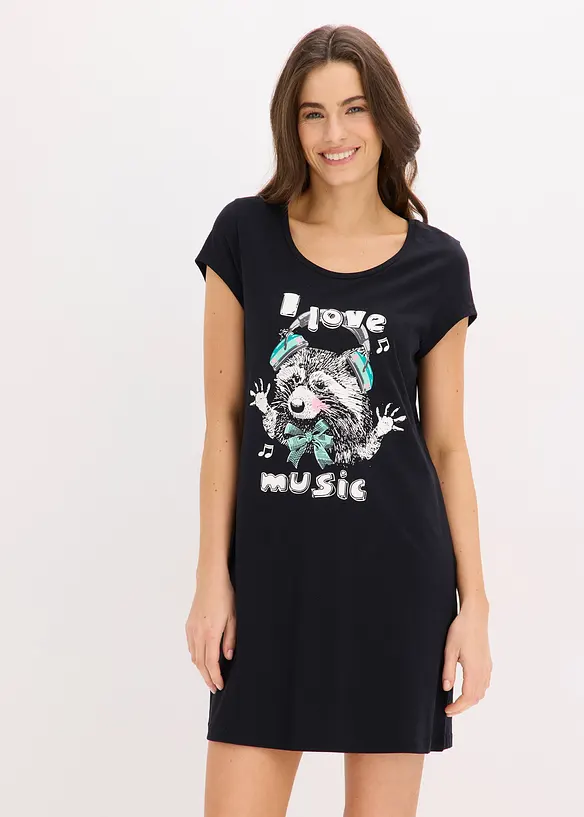 Kort nattkjole i 100% &oslash;kologisk bomull, bonprix