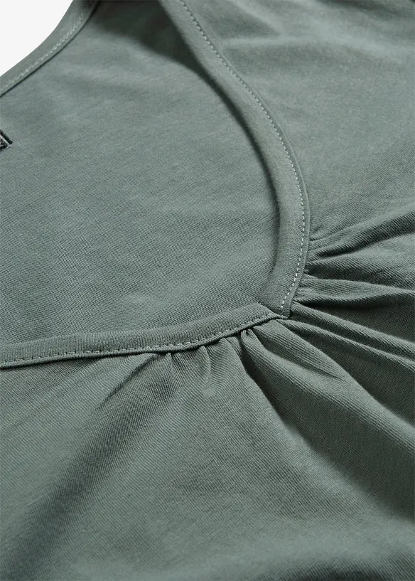 Langermet topp i 100% bomull med strikk, bonprix