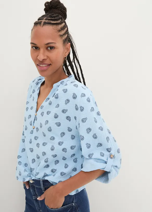 Oversized bluse i luftig musselin, bonprix