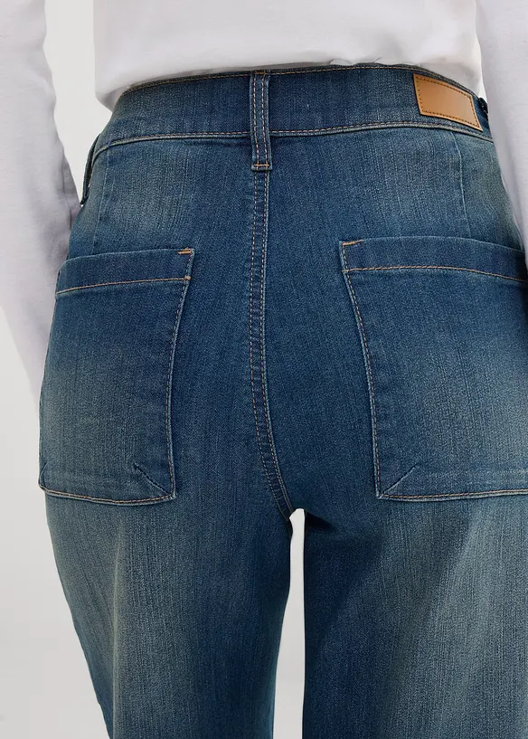 Wide Leg-jeans, High Waist, cropped, bonprix