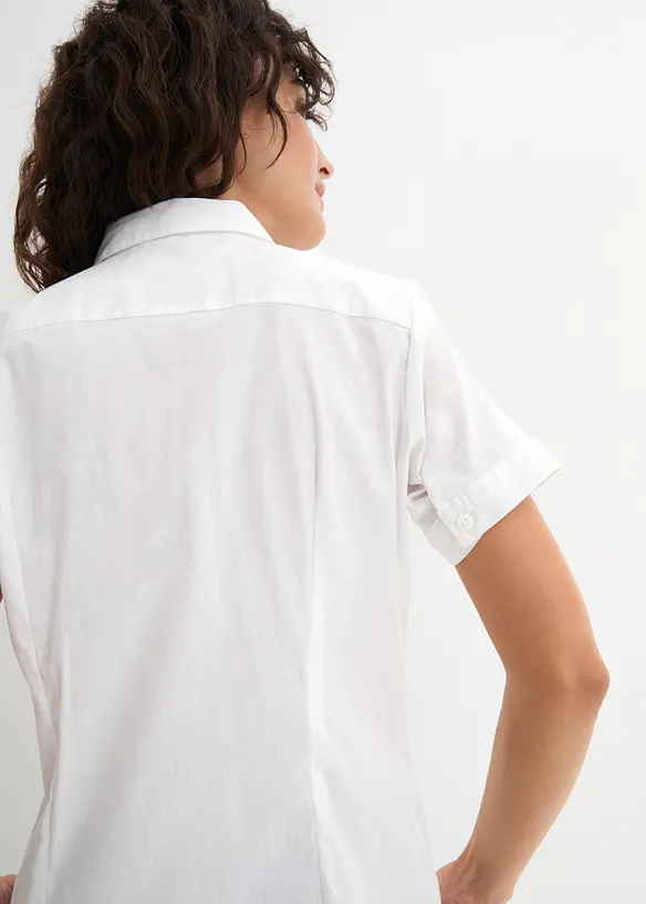 Kortermet bluse med stretch av bomullsmiks, bonprix