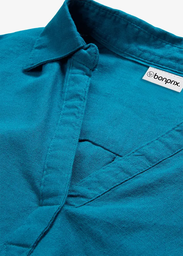 Bluse med lin og 3/4-lange ermer, bonprix