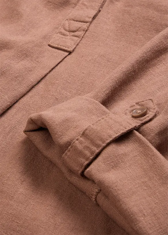 Bluse med lin og 3/4-lange ermer, bonprix