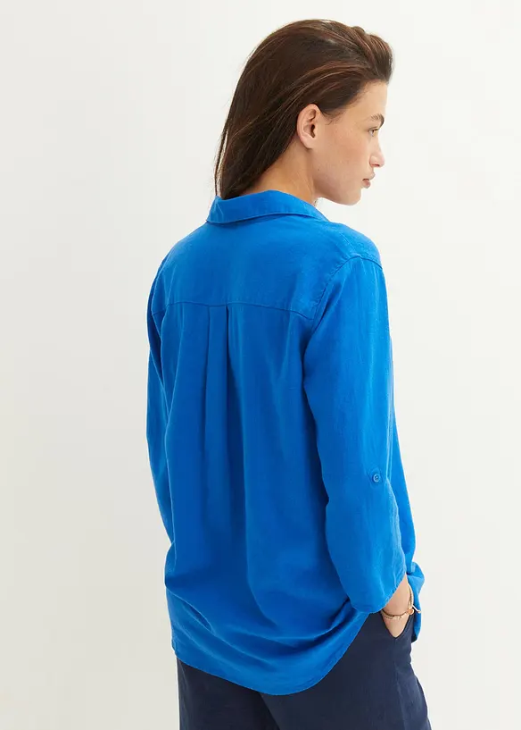 Bluse med lin og 3/4-lange ermer, bonprix