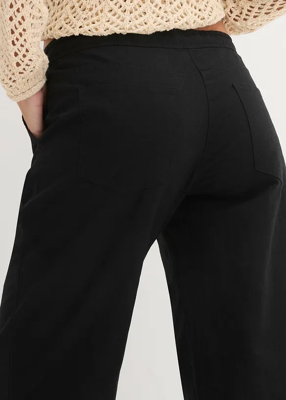 Bukse med lin og vide ben, bonprix