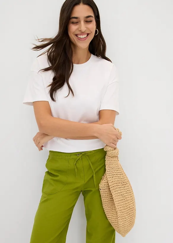 Bukse med lin og vide ben, bonprix