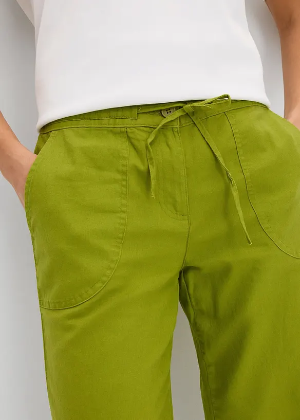 Bukse med lin og vide ben, bonprix