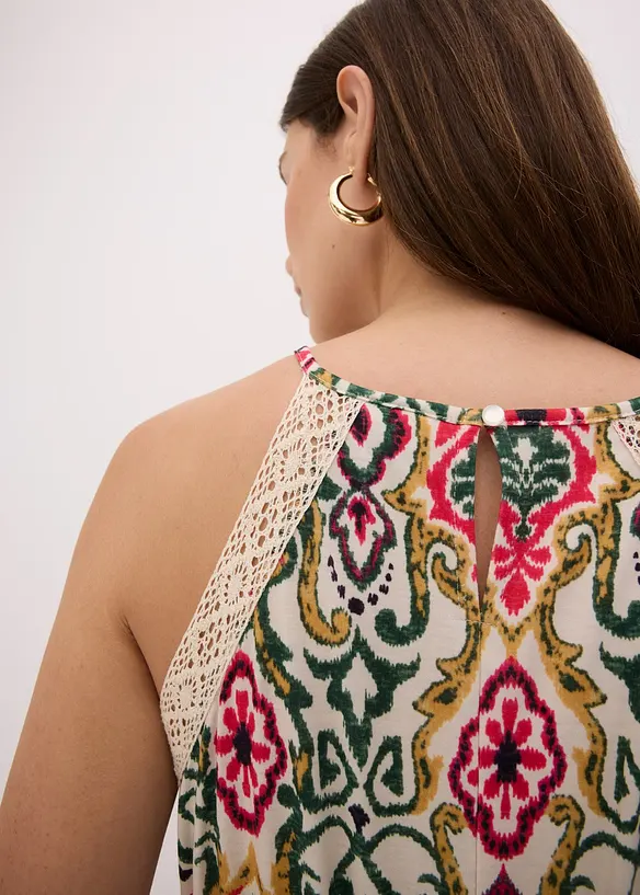 Midikjole med blonde, bonprix