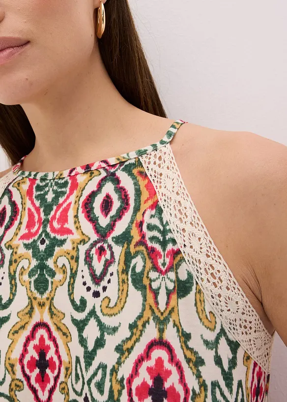 Midikjole med blonde, bonprix