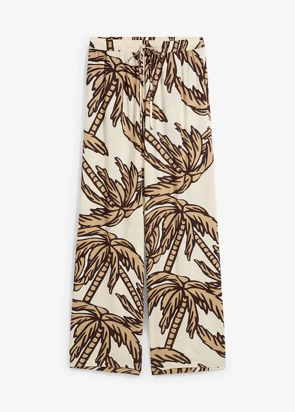 Bukse i lett viskose med vide ben, bonprix