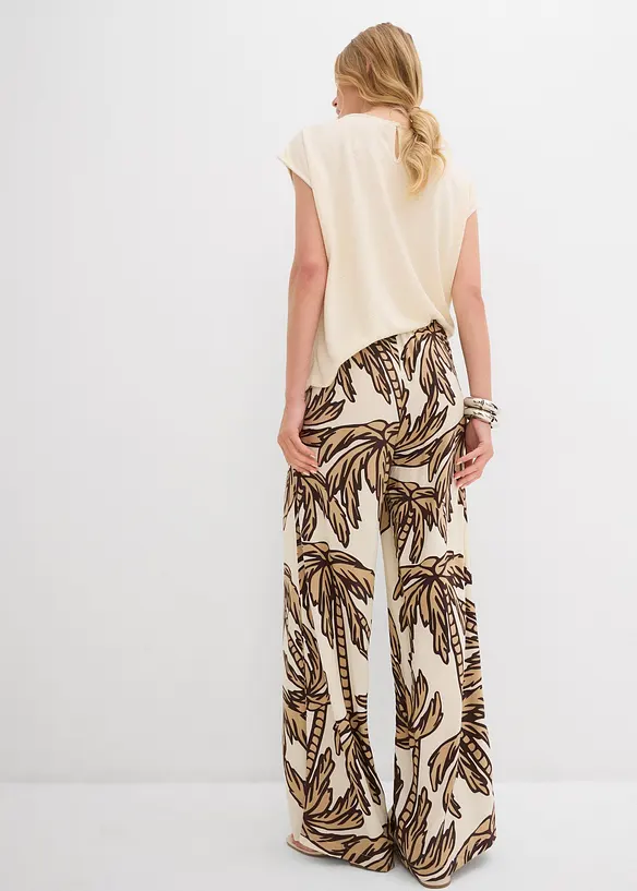 Bukse i lett viskose med vide ben, bonprix