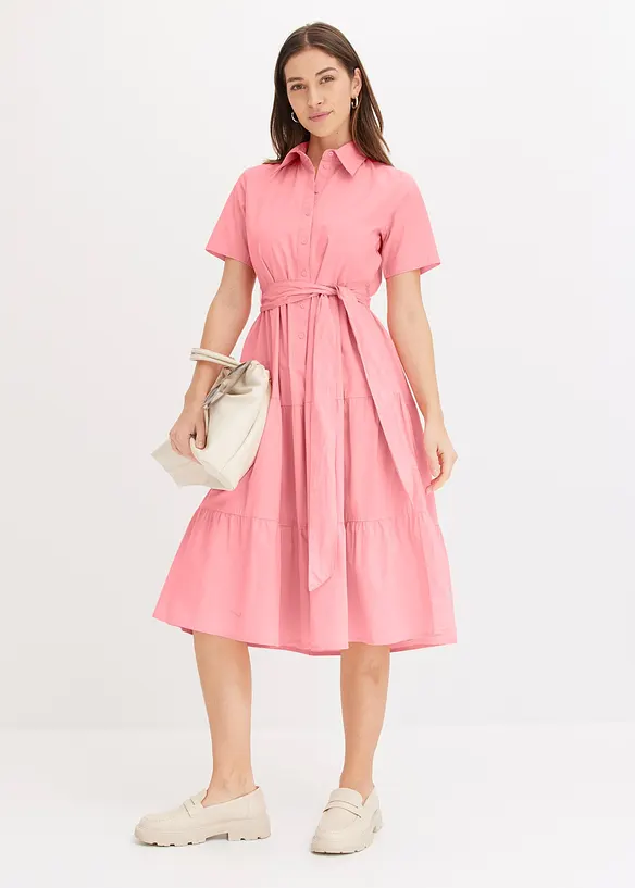 Skjortekjole i elastisk bomullsmiks, bonprix