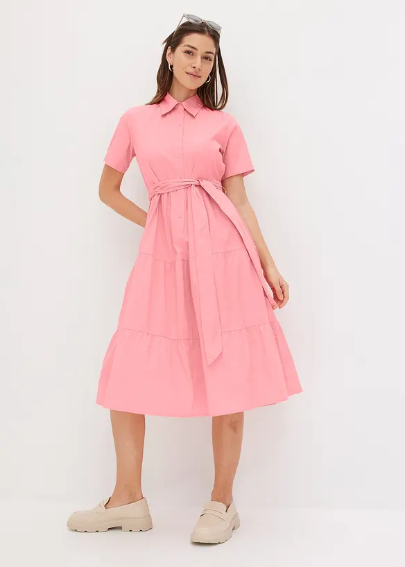 Skjortekjole i elastisk bomullsmiks, bonprix