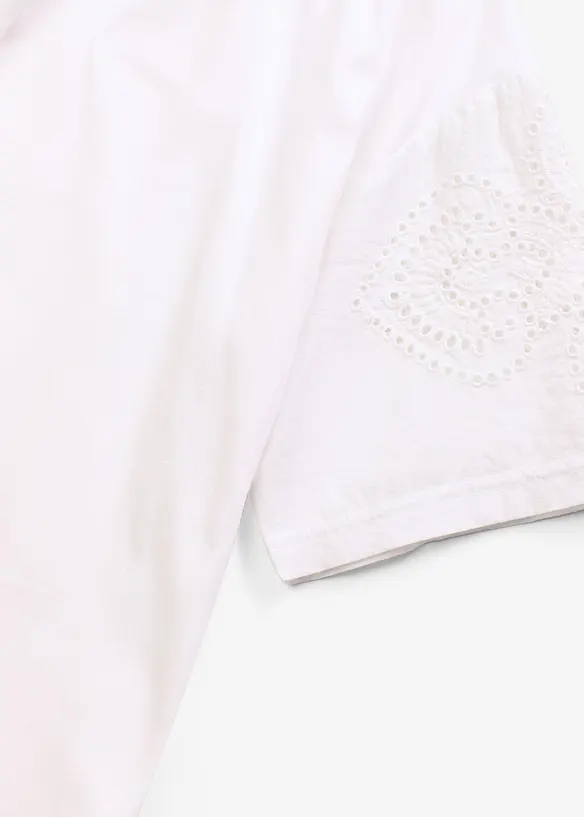 Topp med hullbroderi, bonprix