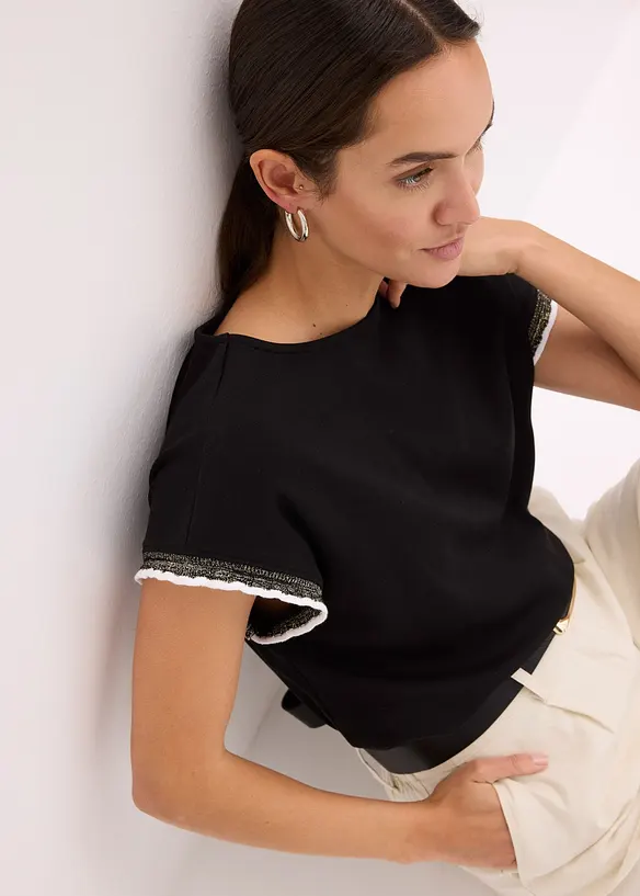 Pyntet topp i 100% bomull, bonprix