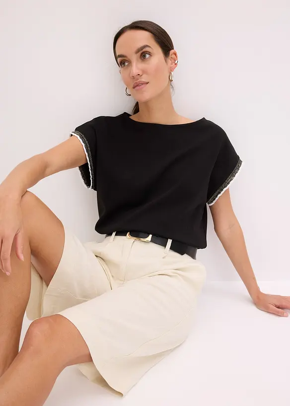 Pyntet topp i 100% bomull, bonprix
