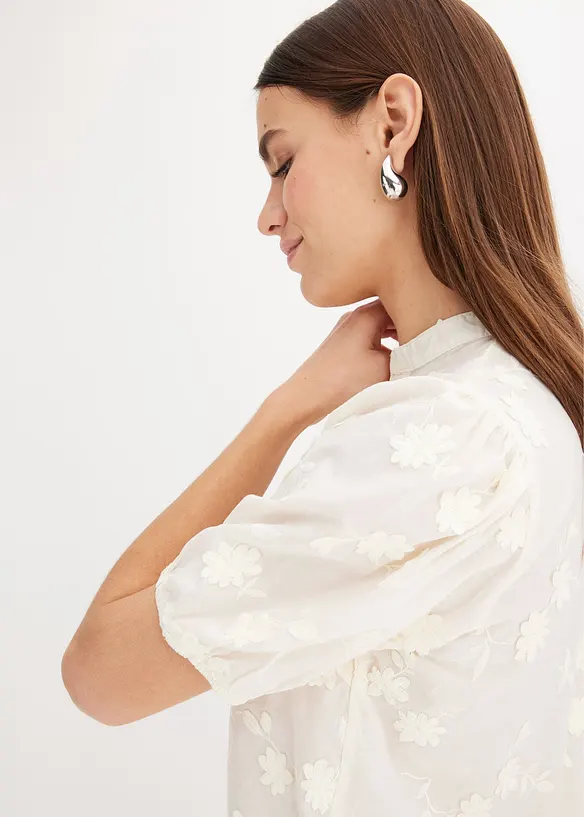 Kortermet bluse i 100% bomull, bonprix