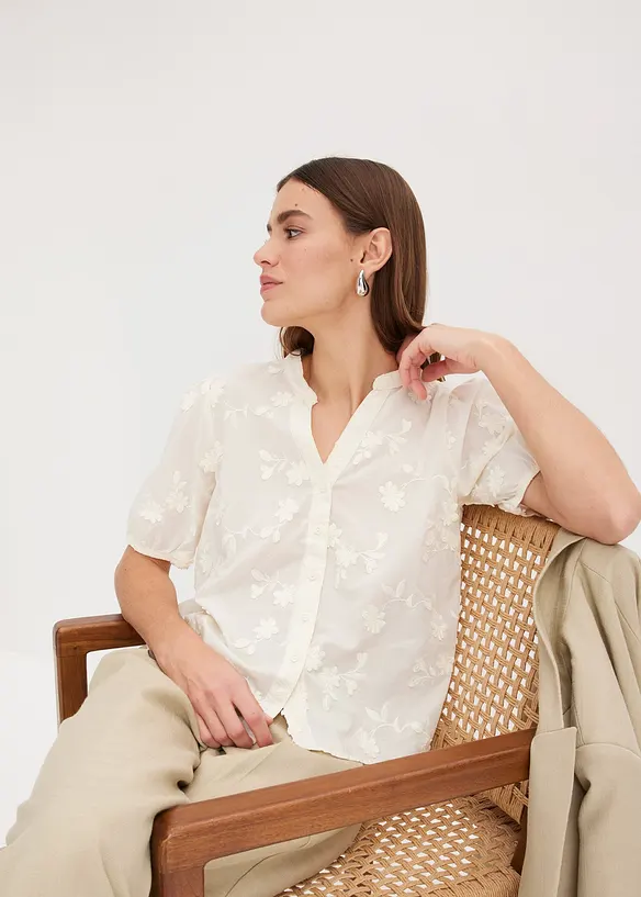 Kortermet bluse i 100% bomull, bonprix