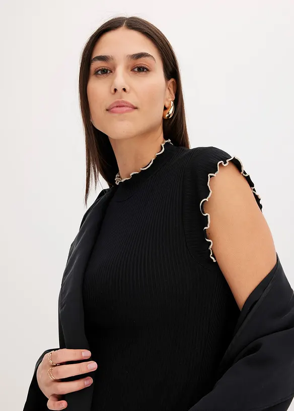 Ribbet topp i viskosemiks, bonprix