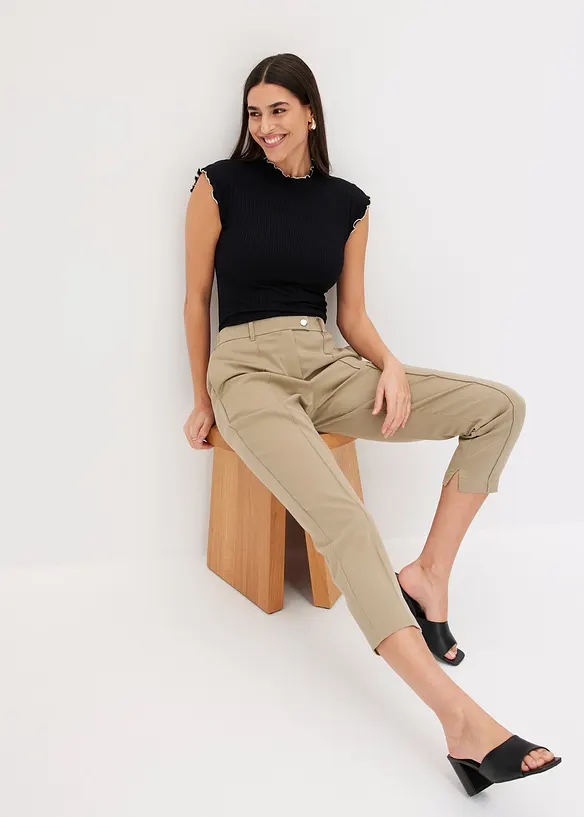 Ribbet topp i viskosemiks, bonprix