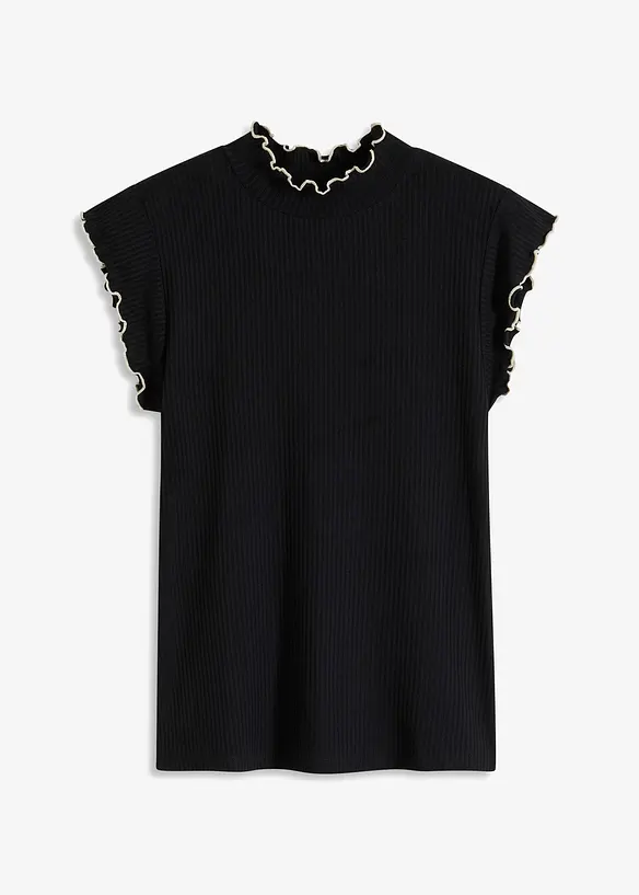 Ribbet topp i viskosemiks, bonprix