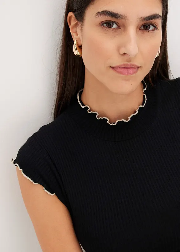 Ribbet topp i viskosemiks, bonprix