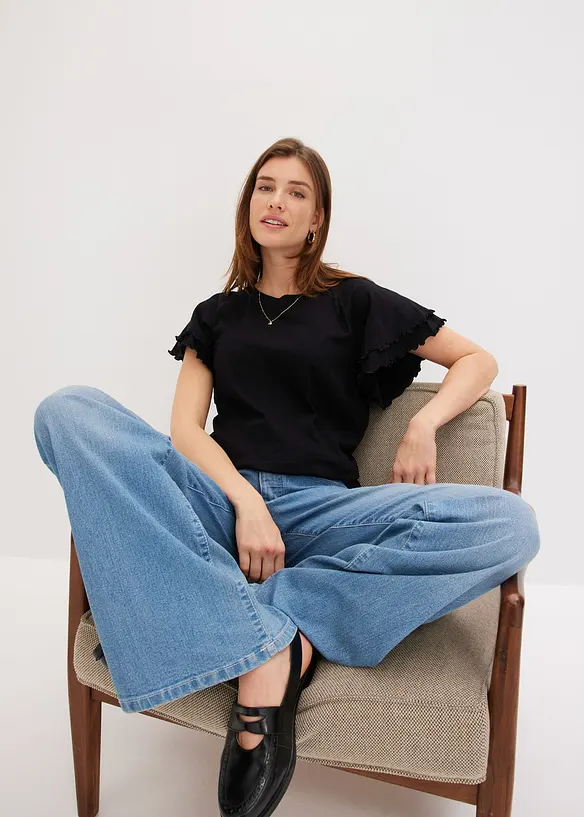 Topp med korte, vide ermer, bonprix