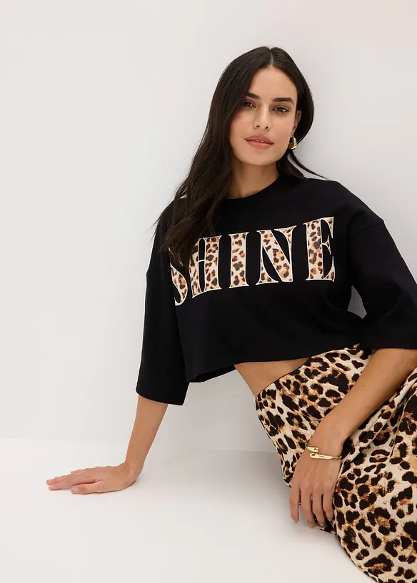 Kort T-skjorte i 100% &oslash;kologisk bomull, bonprix