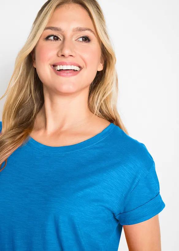 Boxy, lang topp med korte ermer, bonprix