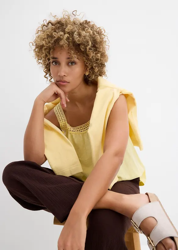 Ledig topp av blonde med stropper, bonprix