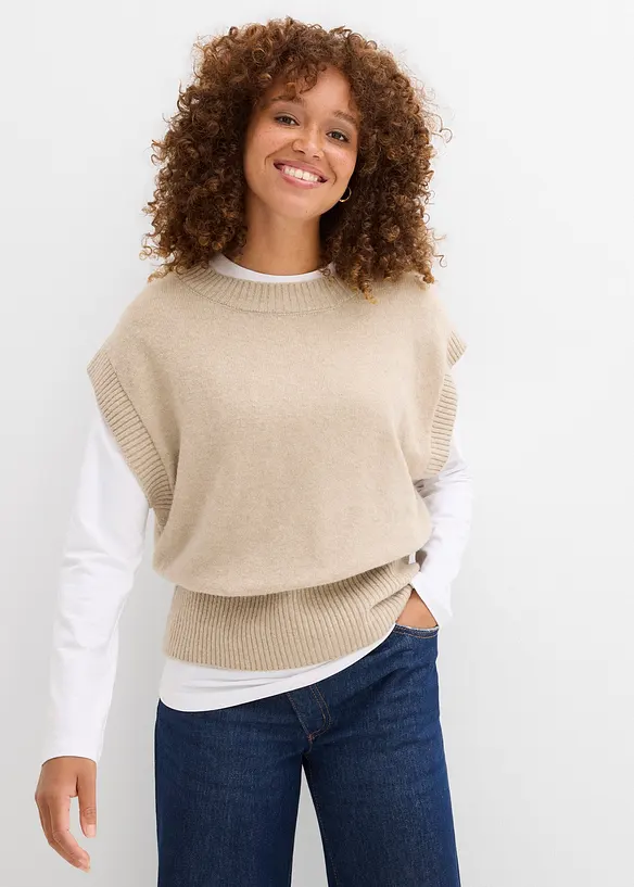 Oversized, strikket vest, bonprix
