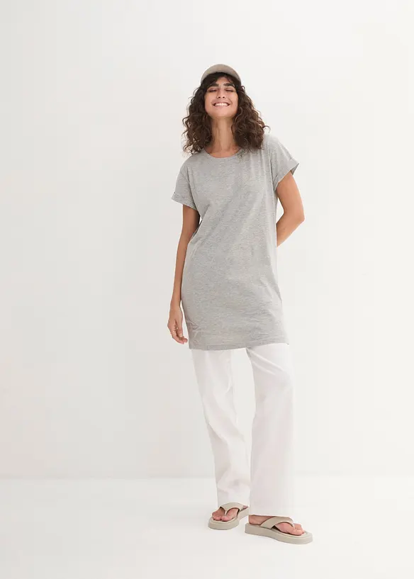 Boxy, lang topp med korte ermer, bonprix