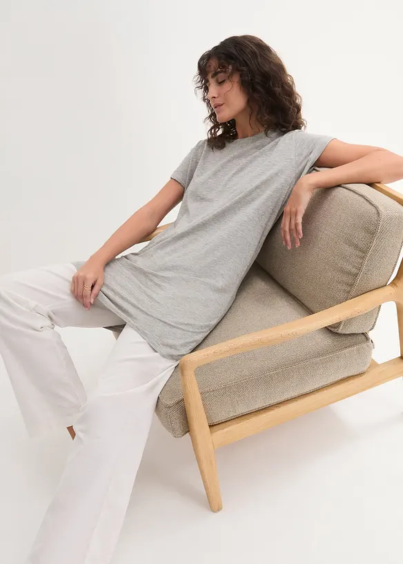 Boxy, lang topp med korte ermer, bonprix