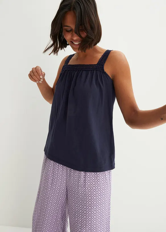 Ledig topp av blonde med stropper, bonprix