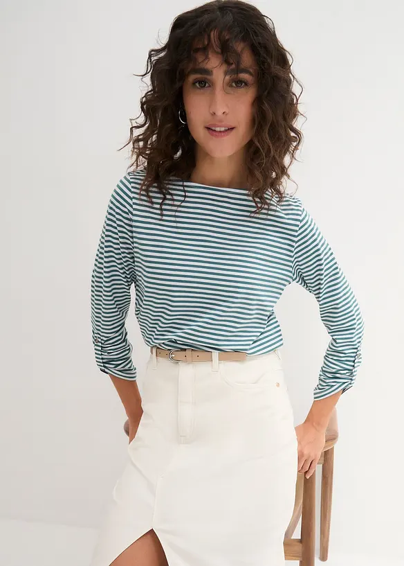 Langermet topp i 100% bomull, bonprix