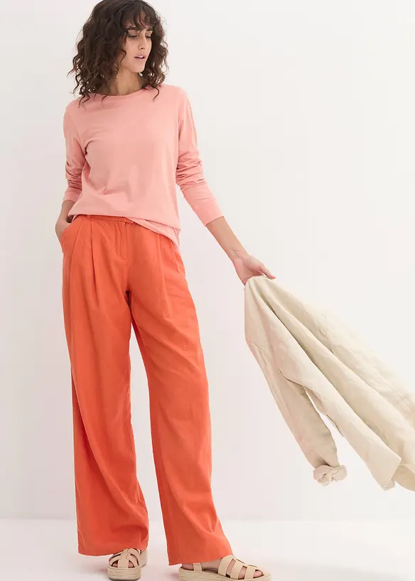 Lang, langermet topp med rund hals (5-pack), bonprix