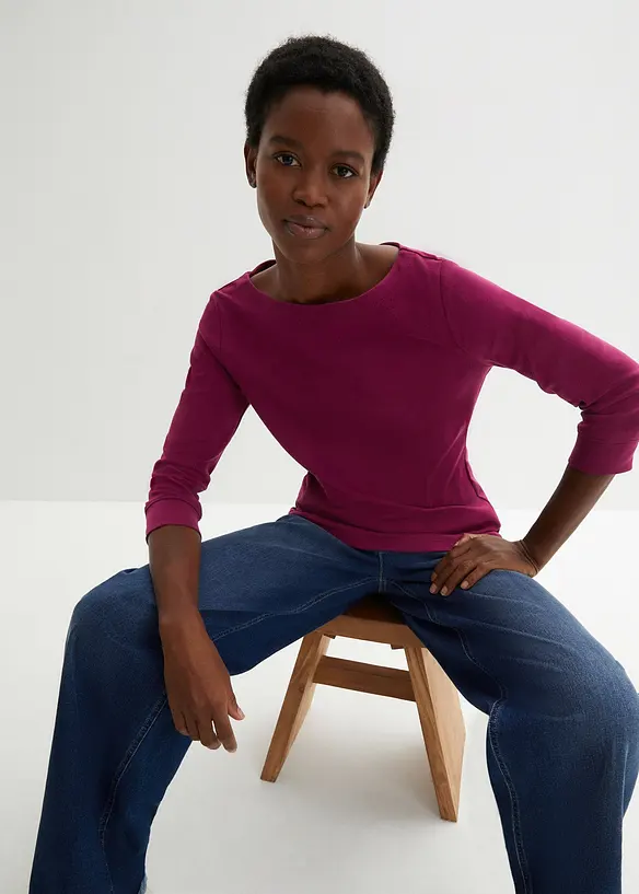 Langermet topp i 100% &oslash;kologisk bomull, bonprix