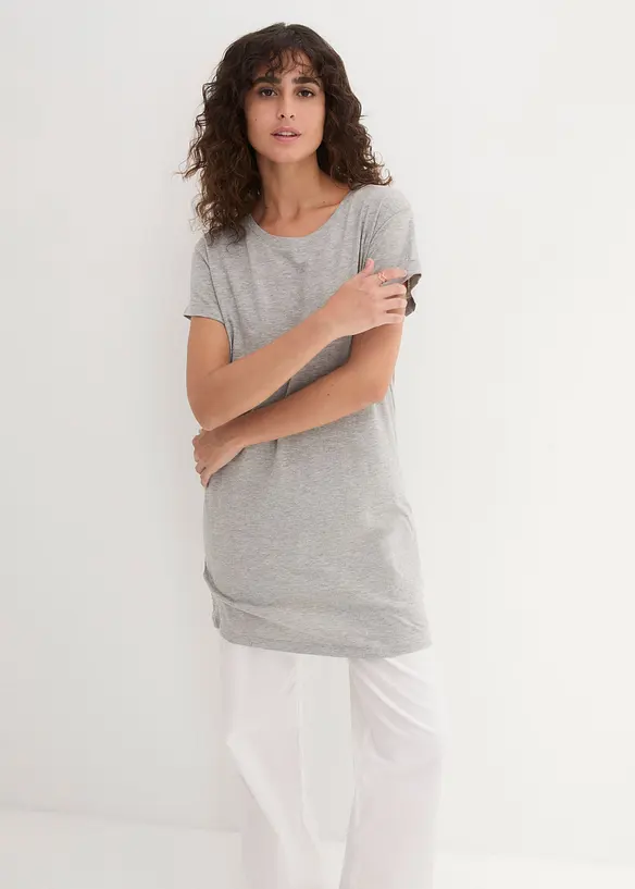 Boxy, lang topp med korte ermer, bonprix
