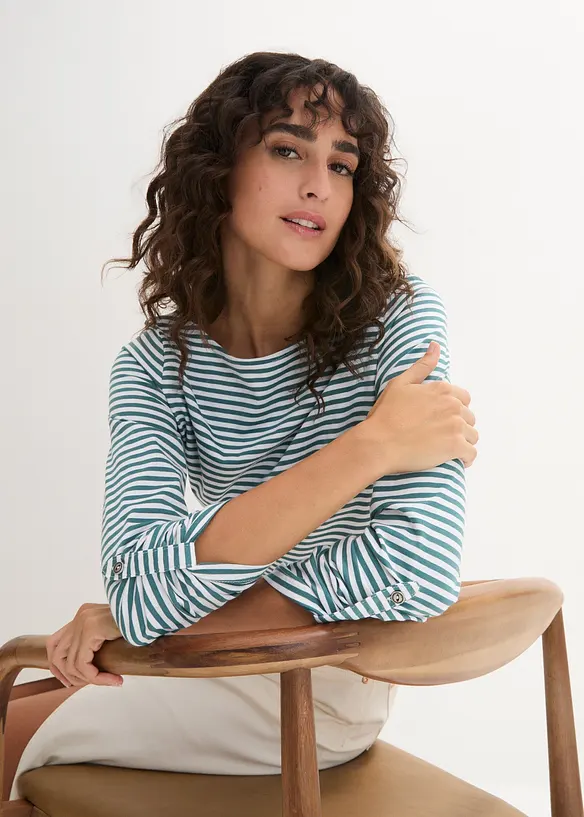 Langermet topp i 100% bomull, bonprix