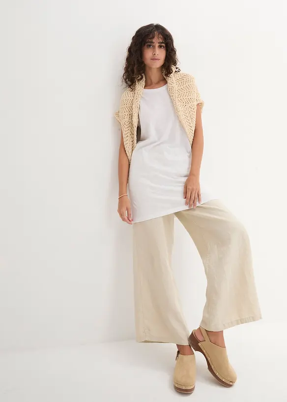 Boxy, lang topp med korte ermer, bonprix