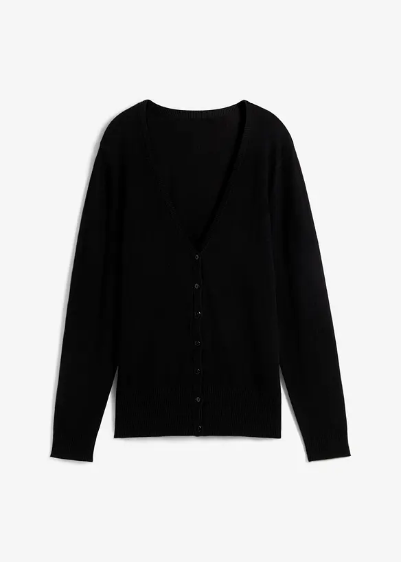 Finstrikket cardigan med knappestolpe, bonprix