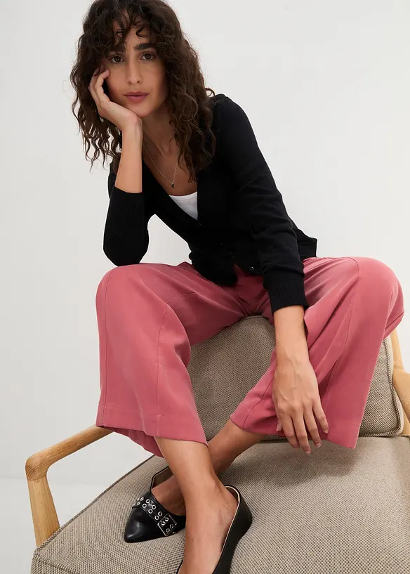 Finstrikket cardigan med knappestolpe, bonprix