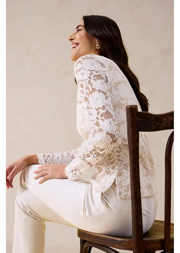 Langermet topp av blonde, bonprix