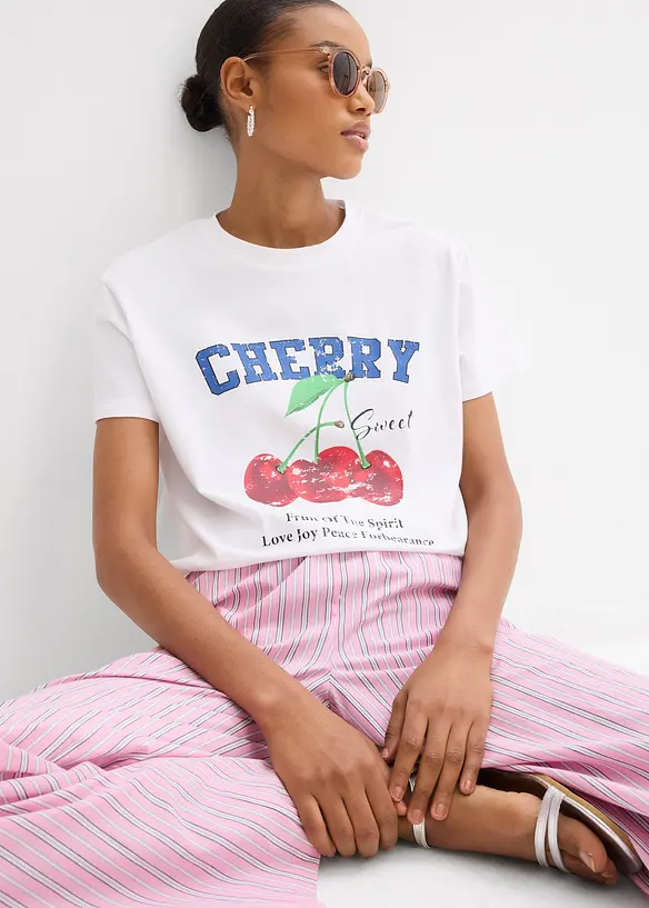 T-skjorte i 100% &oslash;kologisk bomull med trykk, bonprix