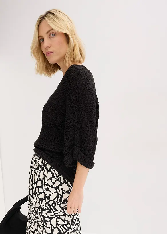 Grovstrikket genser i b&aring;ndgarn, bonprix